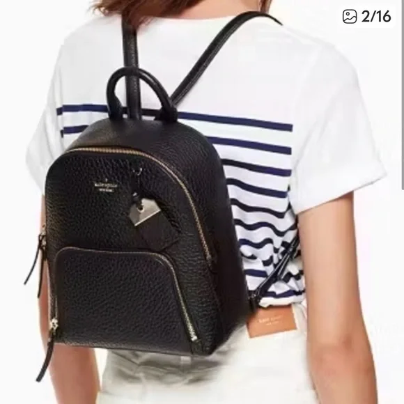 KATE SPADE ♠️ NEW YORK CARTER STREET CADEN BLACK LEATHER BACKPACK PURSE. NWOT - Picture 8 of 8